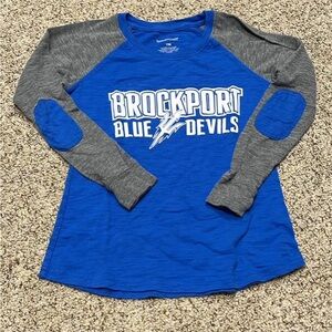 Boxercraft Blue and Gray Long Sleeve Kids Tee - Brockport Blue Devils